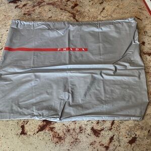 Prada Silver Garment Bag with Red Stripe